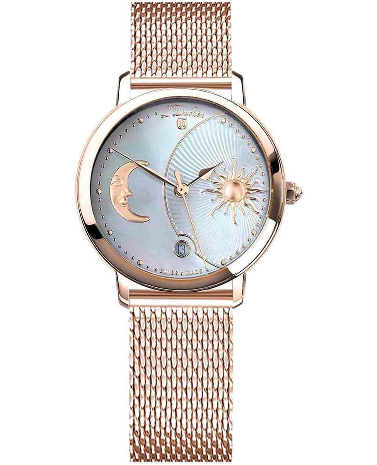 L'Duchen L'Duchen Day & Night D 781.41.33 M  D 781.41.33 M кварцевые женские часы перламутровый циферблат, браслет нержавеющая сталь с pvd-покрытием — вид спереди